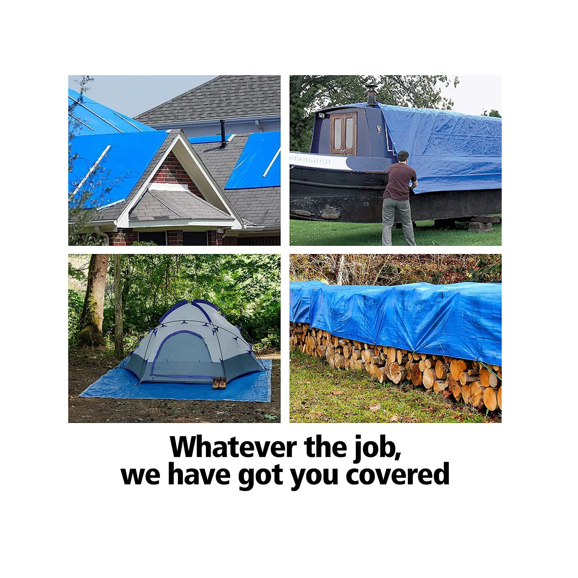 10' x 12' Waterproof Plastic Tarp 5.5 Mil Polyester Covering for Outdoor and Camping Use