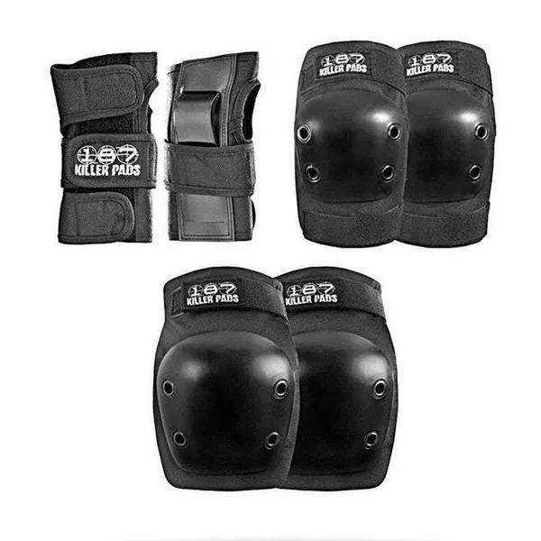 187 Six Pack Adult Pad Set Knee/Elbow/Wrist - Black L/XL