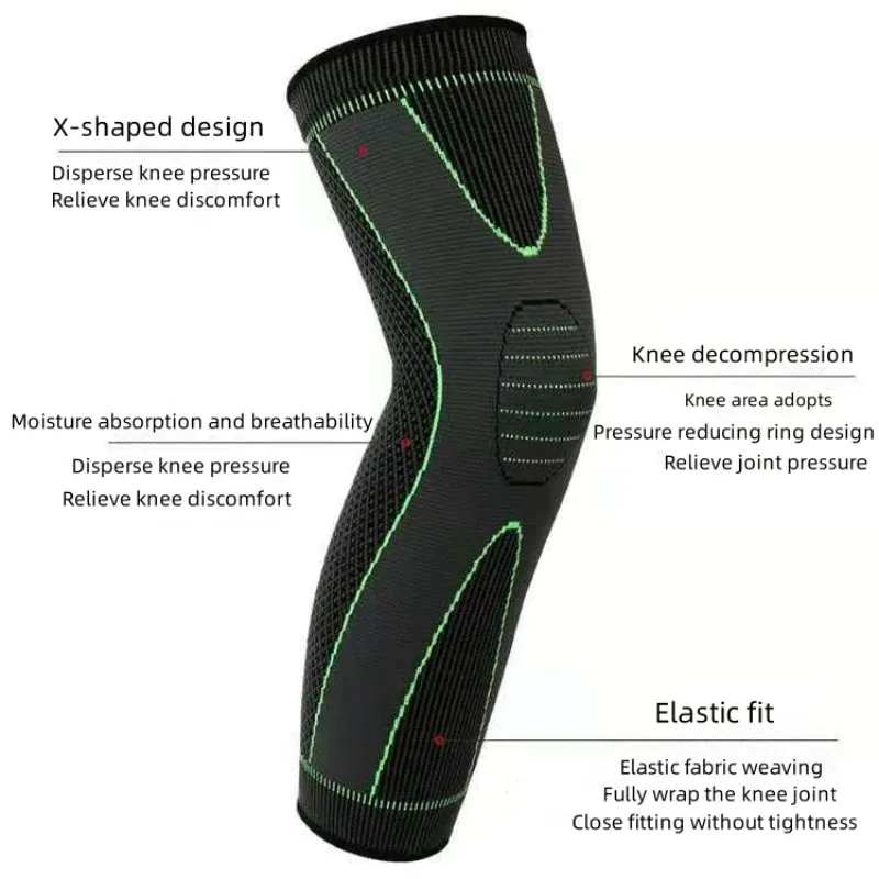 1Pc Leg Knee Support Protectors Knee Support Brace Compression Long Full Legs Sleeve Arthritis Relief Running Gym Sport Knee Pad