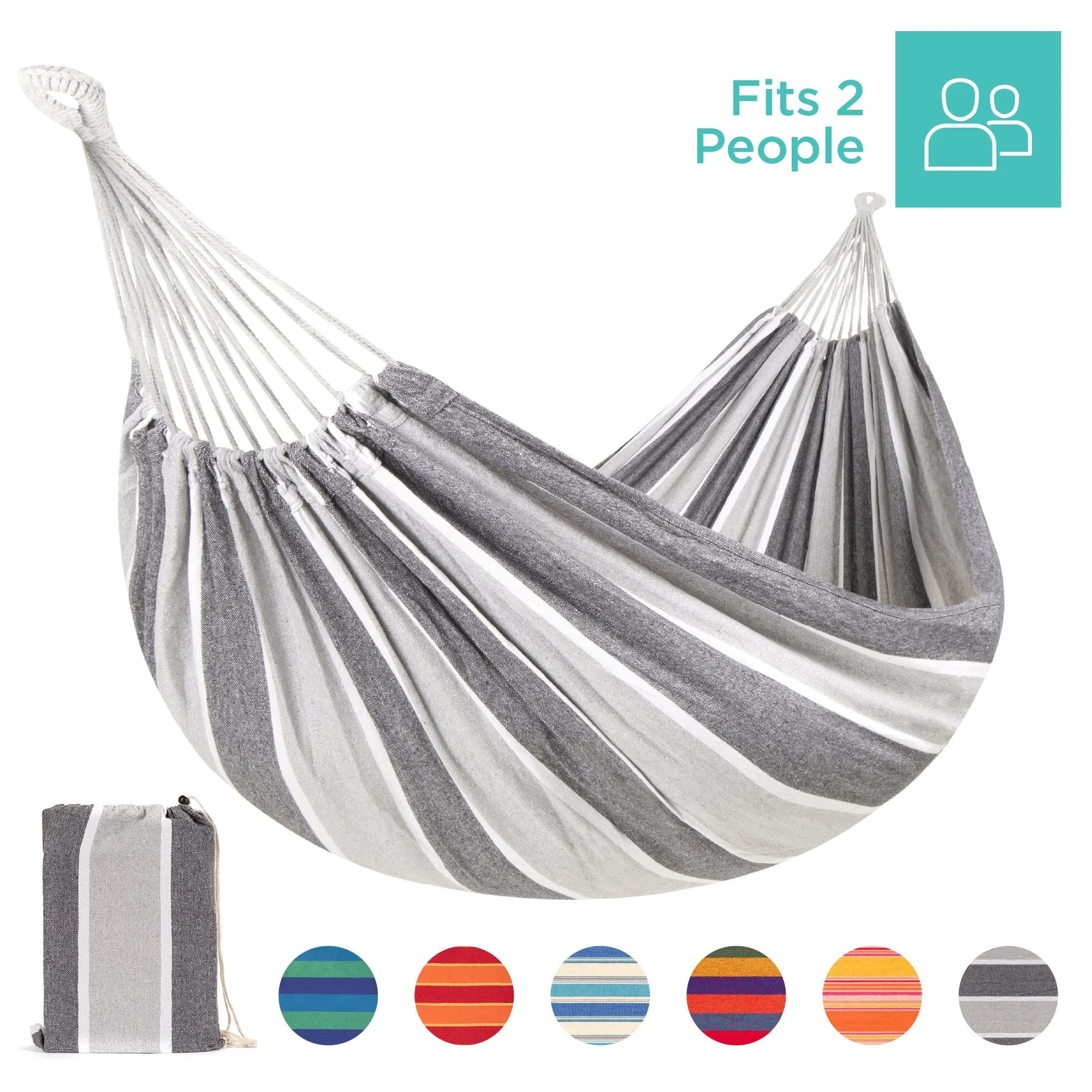 2-Person Brazilian-Style Double Hammock w/ Portable Carrying Bag