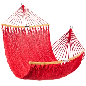 2-Person Woven Polyester Hammock w/ Curved Bamboo Spreader Bar, Carry Bag