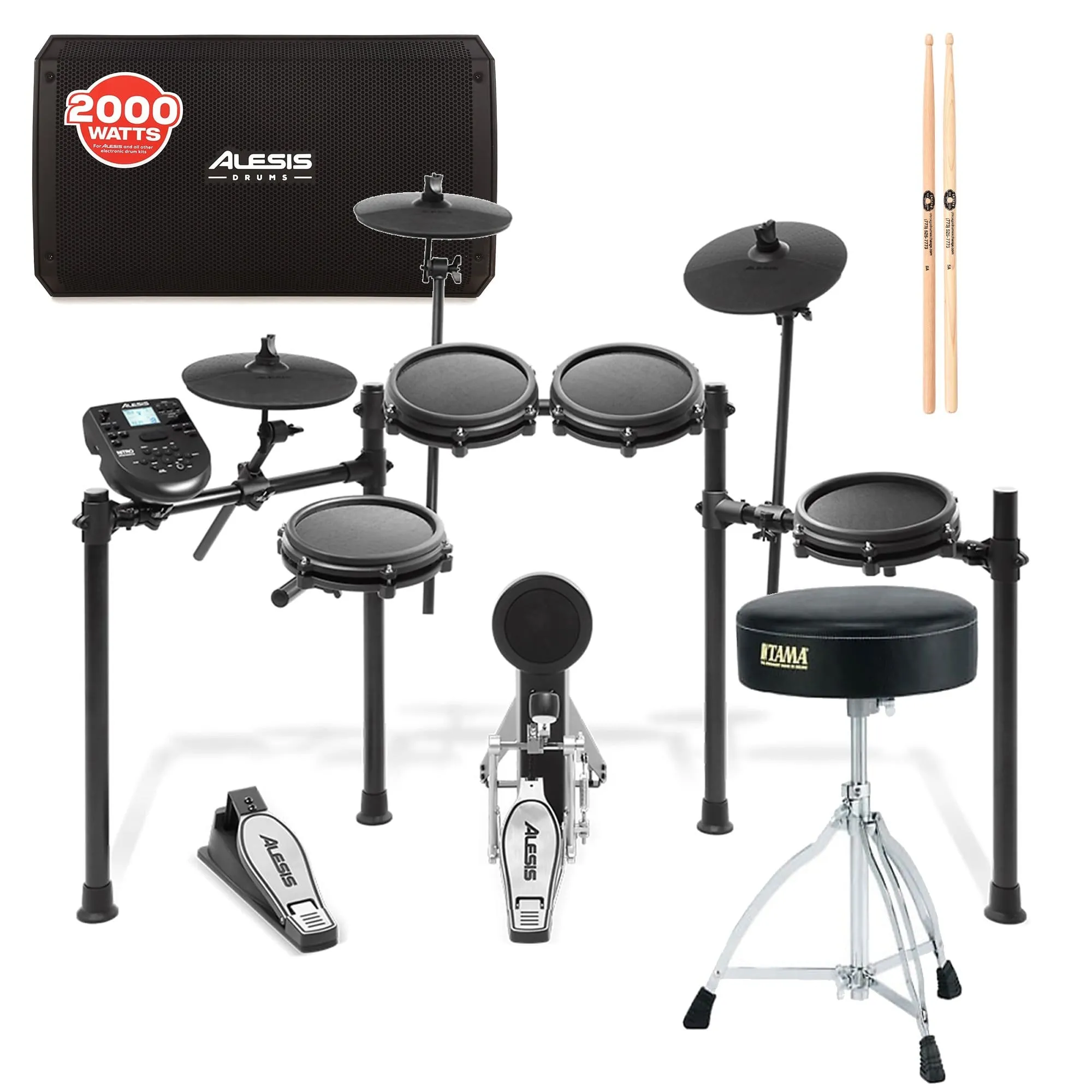 Alesis Nitro Mesh Electronic Drum Kit Bundle w/Throne, Amp & Sticks