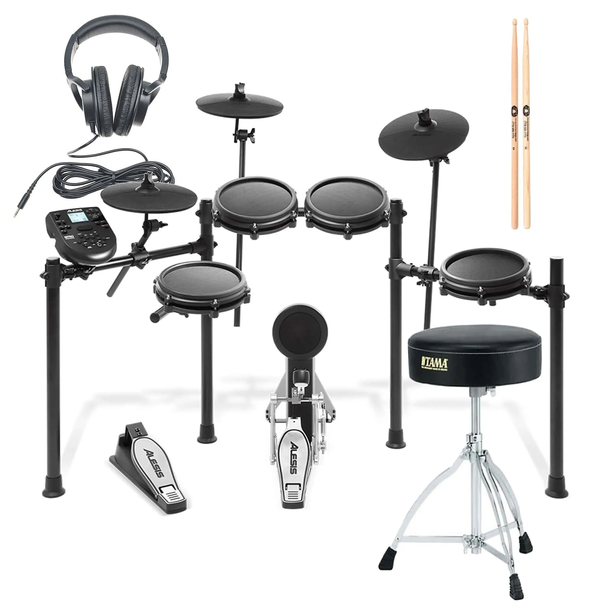 Alesis Nitro Mesh Electronic Drum Kit Bundle w/Throne, Headphones & Sticks