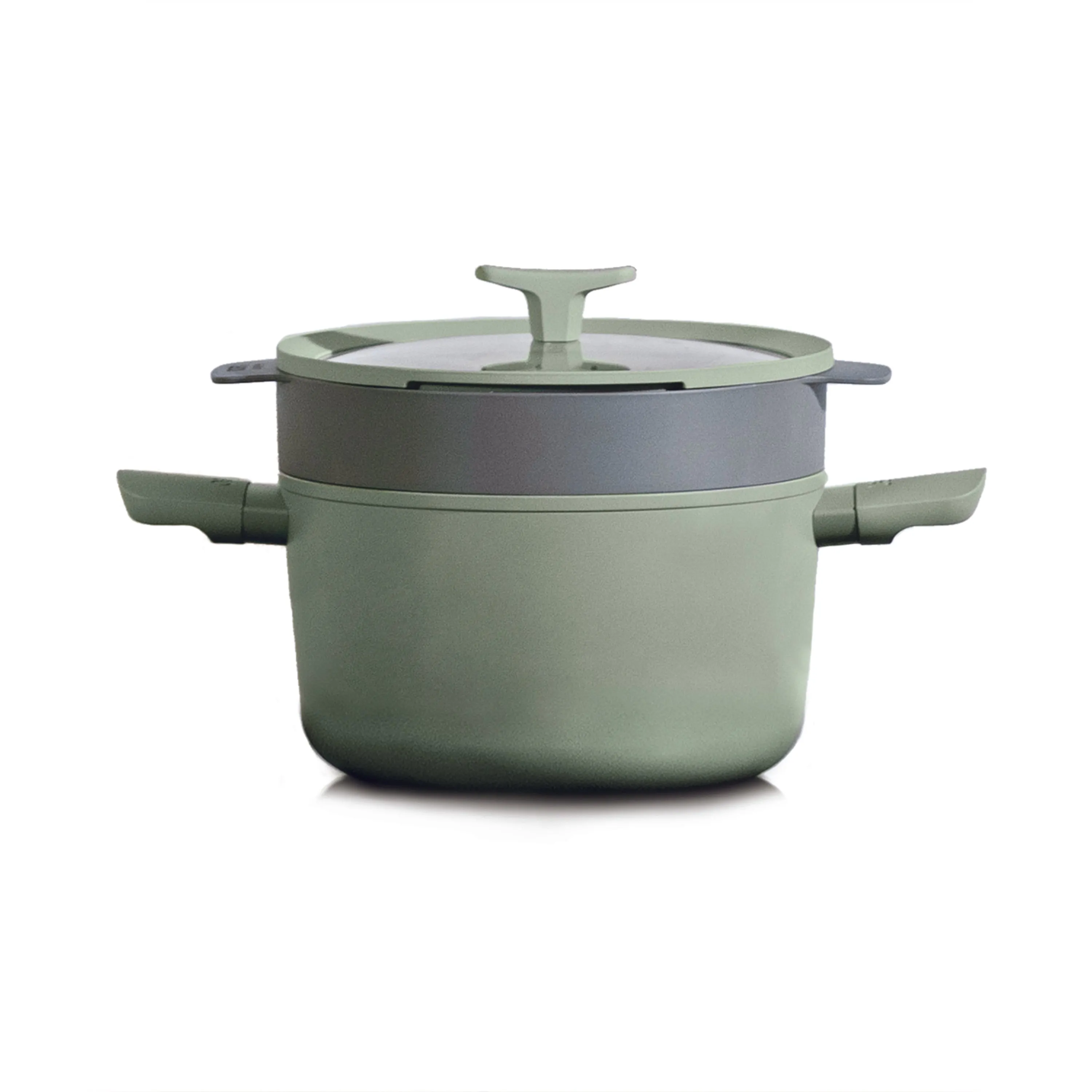 BergHOFF Balance 3Pc Nonstick Ceramic Steamer Set, Recycled Aluminum, Sage