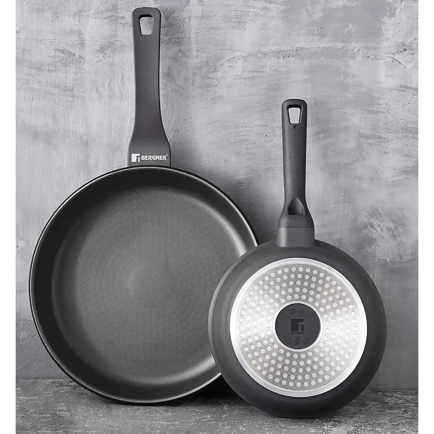 Bergner Retro Frying Pan Cast Aluminium Induction Non-Stick Black