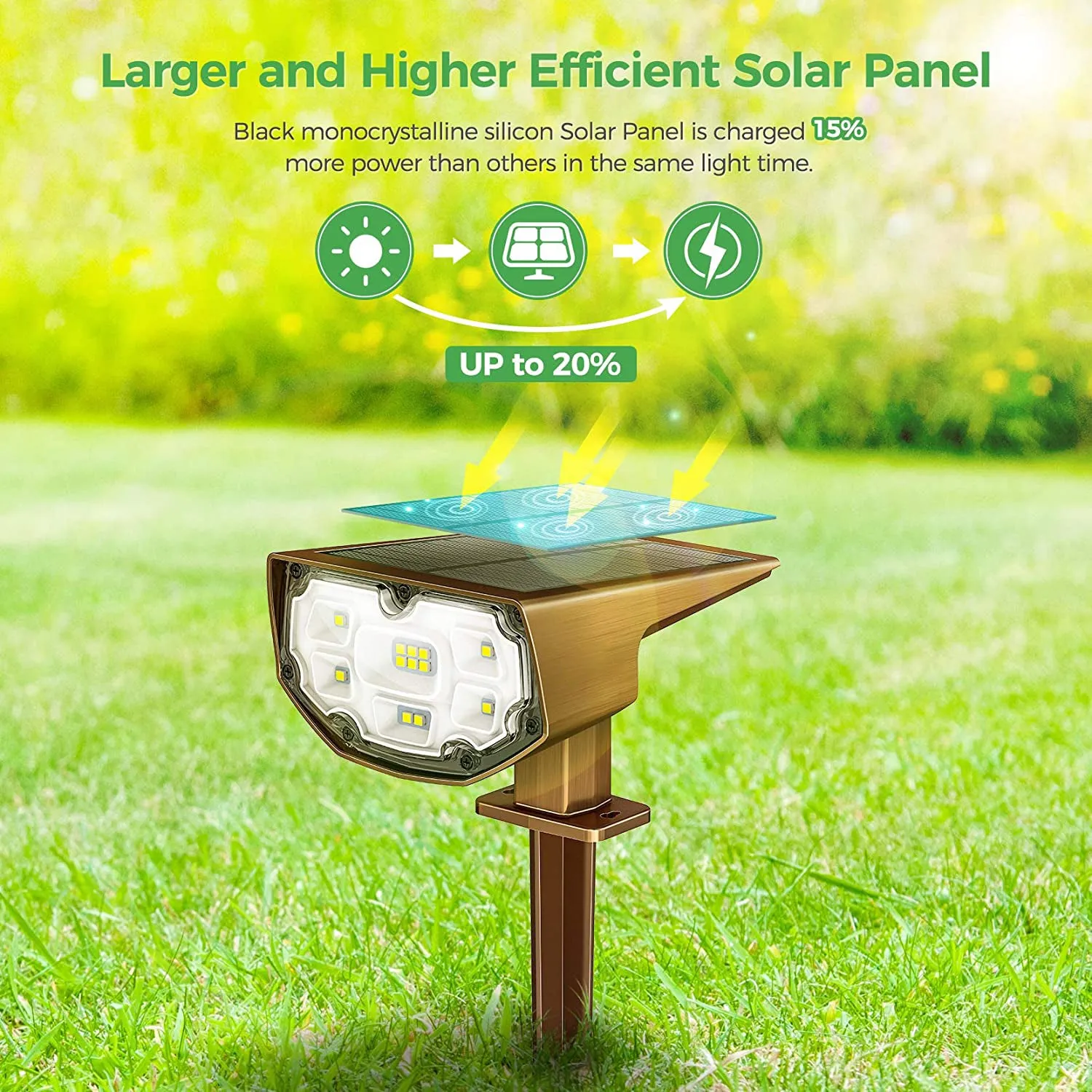 CD297 Bronzed-Colored Solar Spotlights 2 Pack, Cold White