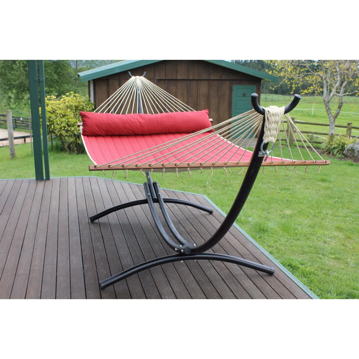 Curved Black Metal Hammock Stand