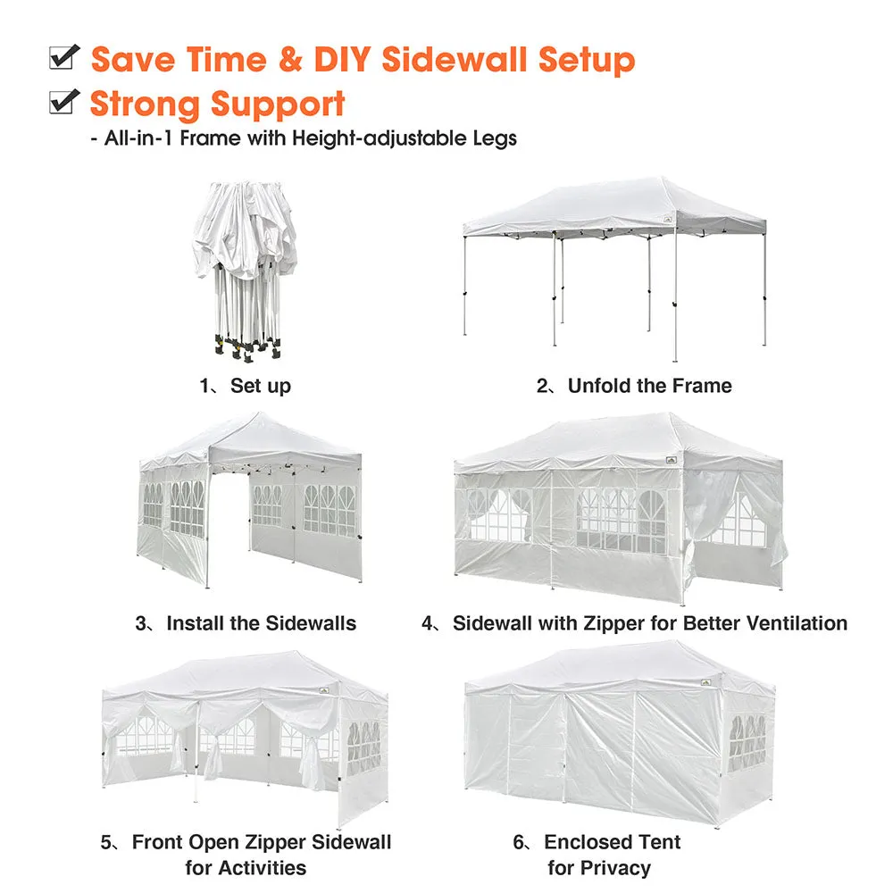 DIY 10x20ft Easy Pop Up Canopy 4-Sidewall Party Tent Shelter