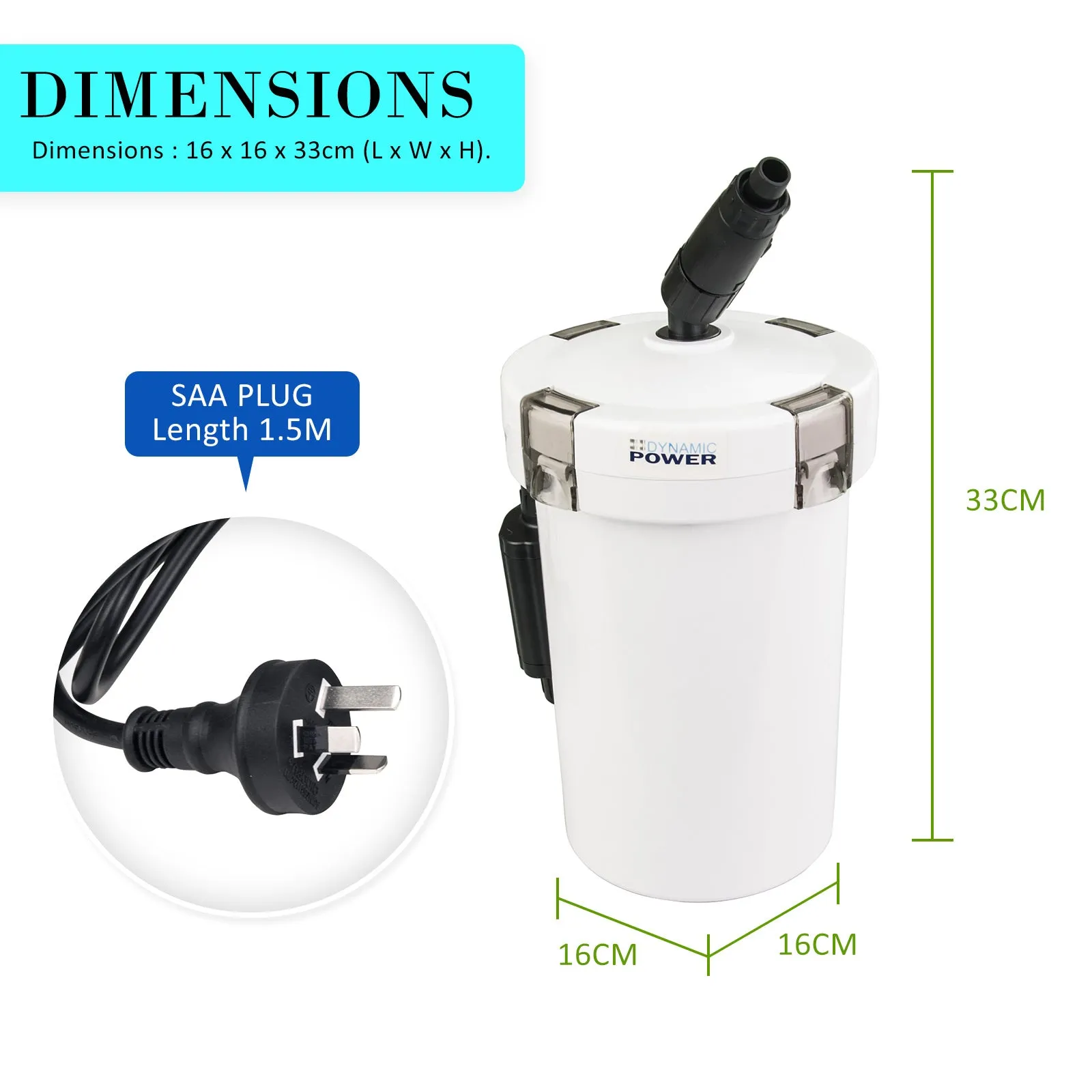 High-Efficiency 400L/H Aquarium Canister Filter, Dynamic Power