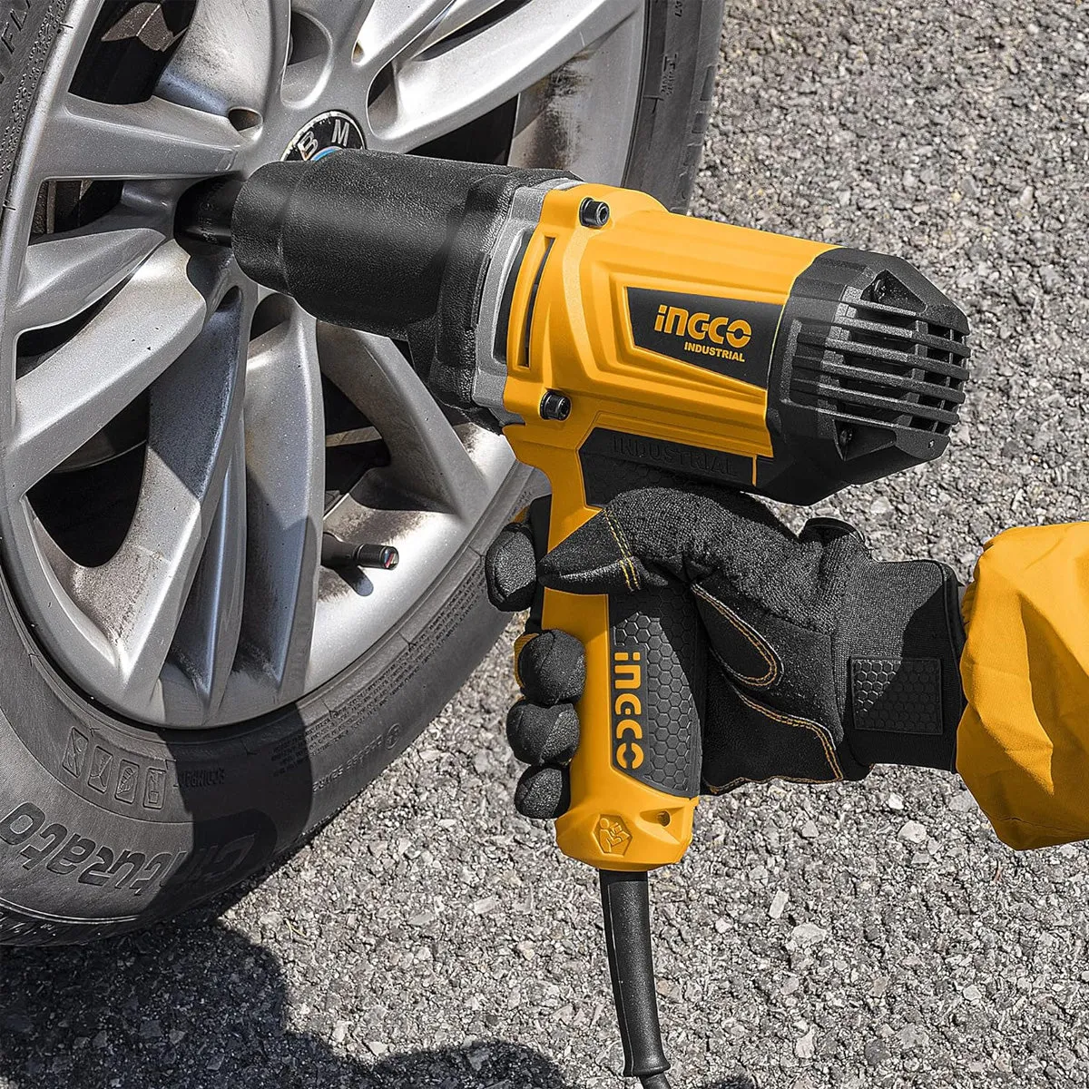 Ingco IW 10508 1/2'' Electric Impact Wrench Kit - 1050W Motor, 550N.M Torque, Aluminum Gear Box, 6 Sockets, Ergonomic Design