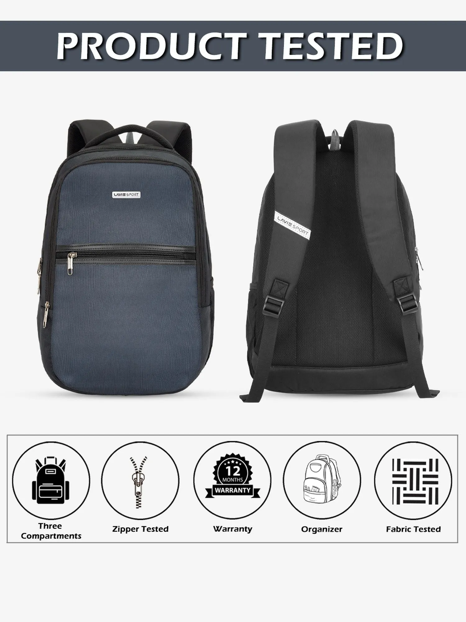 Lavie Sport Prime 36L Laptop Backpack For Men & Women Navy