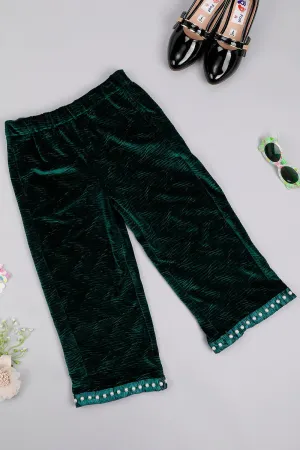 One Friday Kids Girls Green Frill Trouser