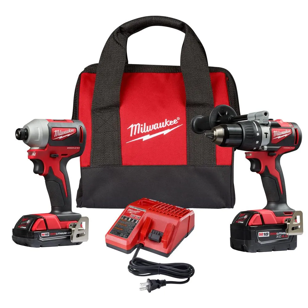 Open Box -  Milwaukee 2893-22CX M18 18-Volt 2-Tool 3-Speed Drill and Impact Driver Combo Kit