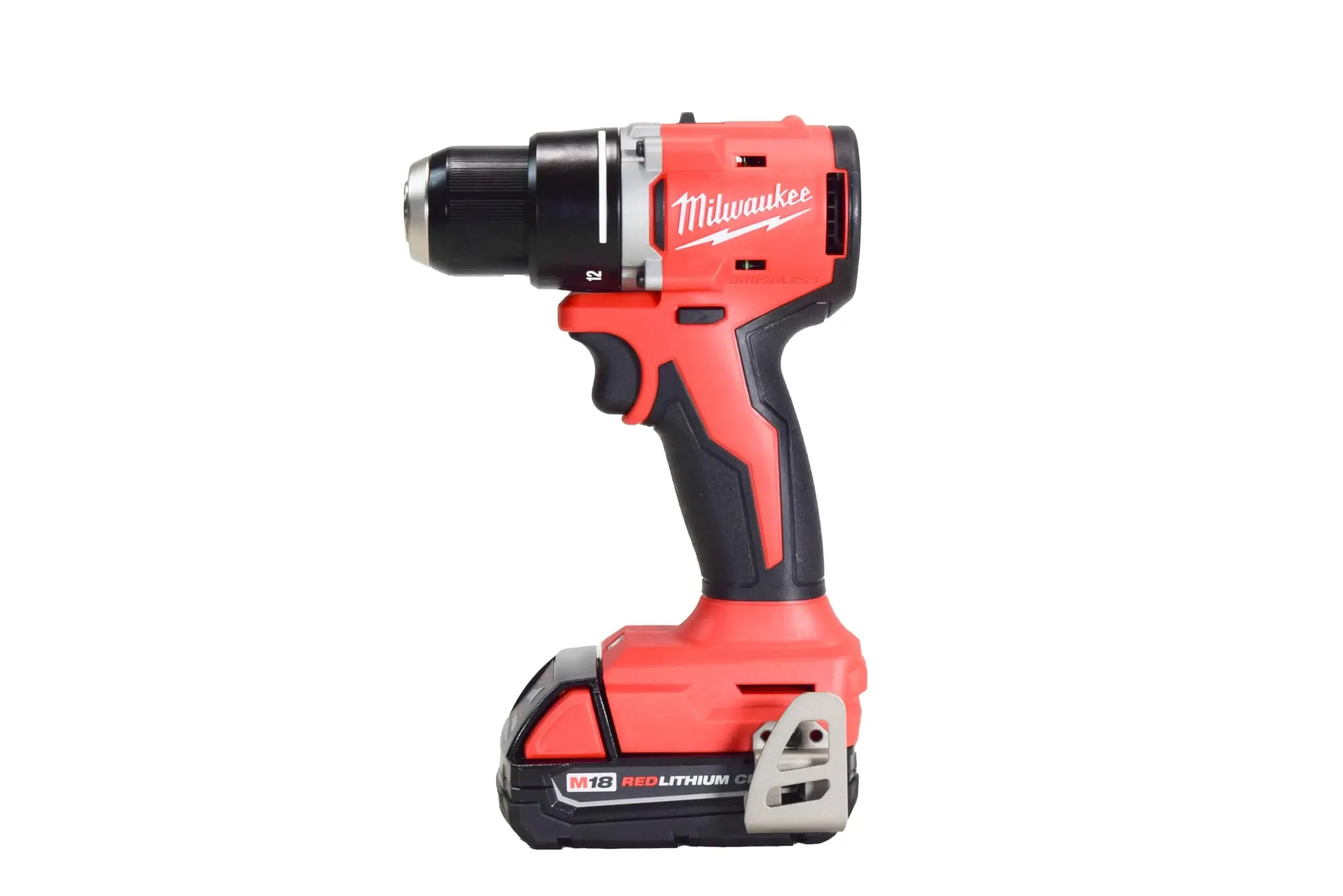 Open Box -  Milwaukee M18 18V Lithium-Ion Brushless Cordless 1/2 in. Compact Drill/Driver with One 2.0 Ah Battery, Charger and Tool Bag