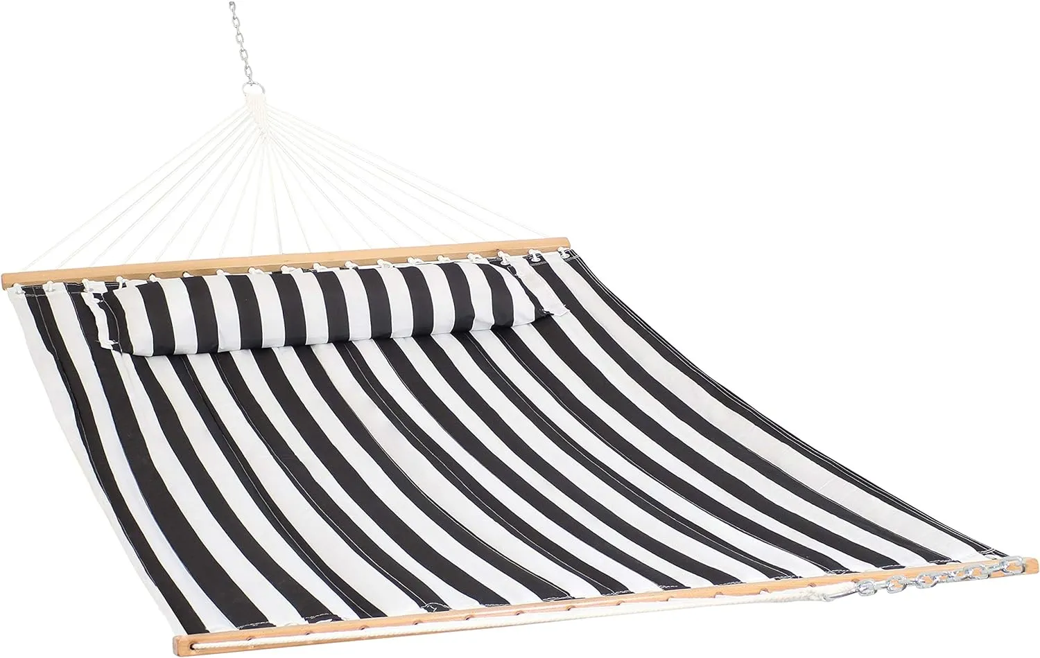 Outdoor Quilted Fabric Hammock - Two-Person with Spreader Bars - Heavy-Duty 450-Pound Capacity