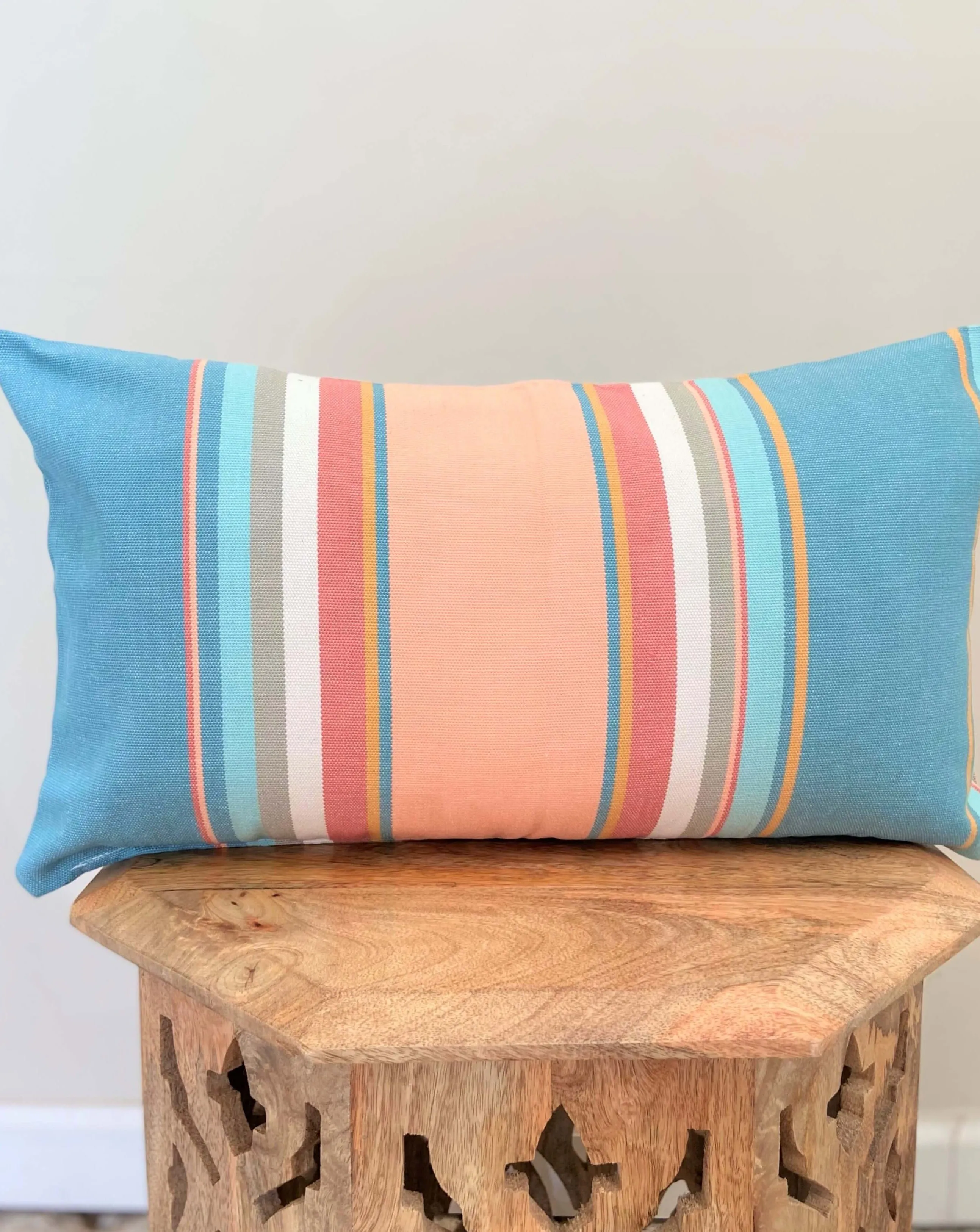 Pink & Light Blue Striped Throw Pillow | PASTEL