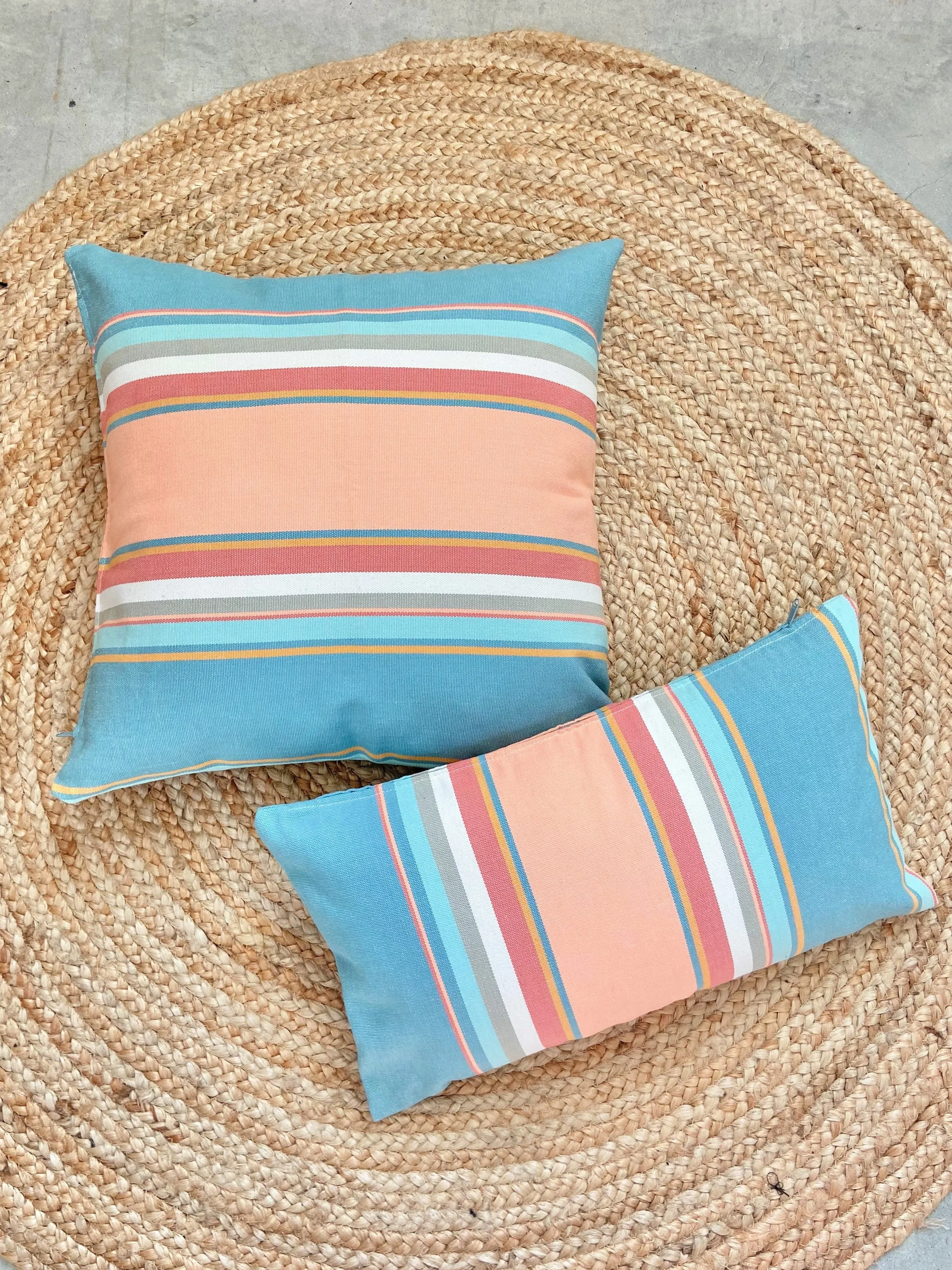 Pink & Light Blue Striped Throw Pillow | PASTEL