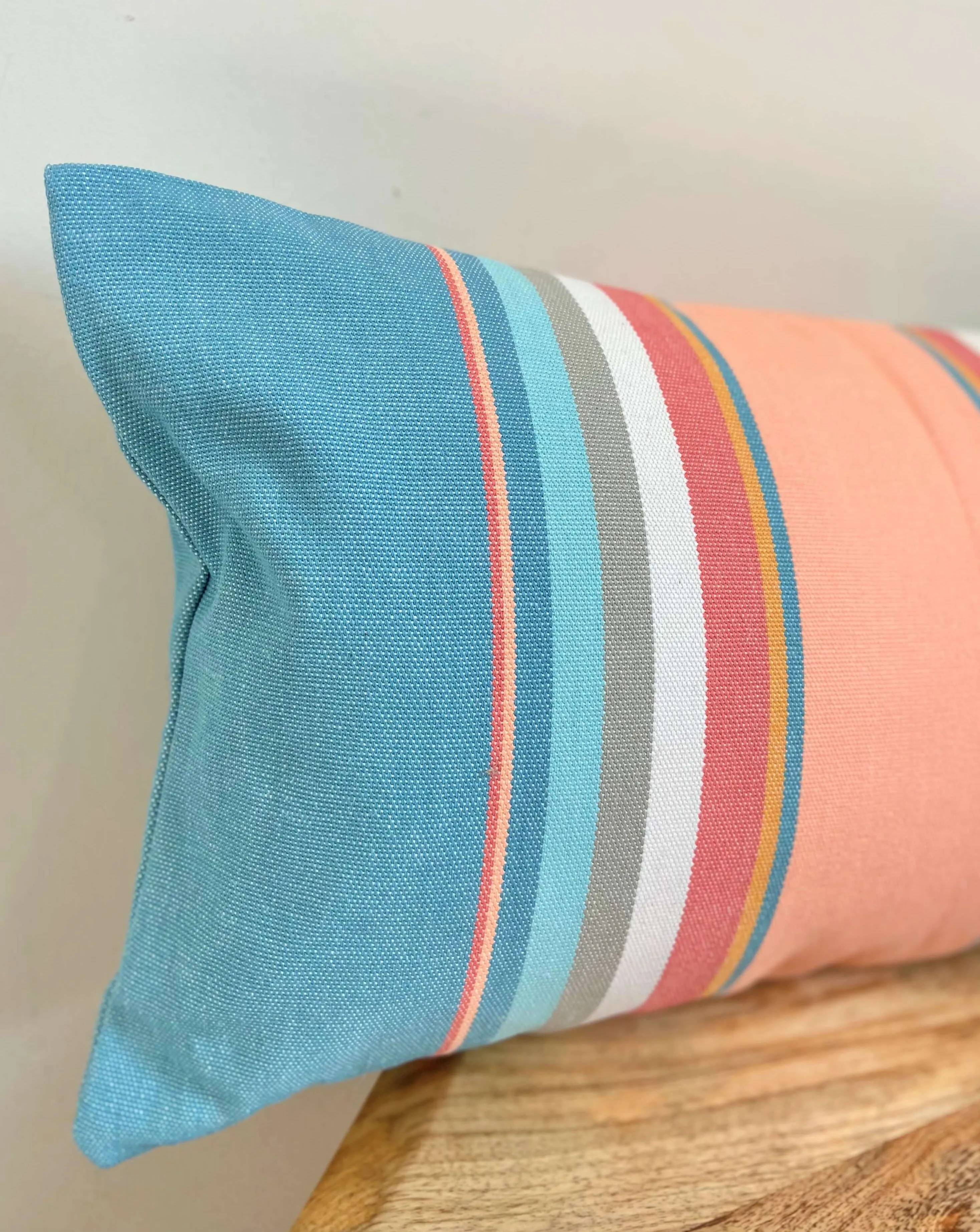 Pink & Light Blue Striped Throw Pillow | PASTEL