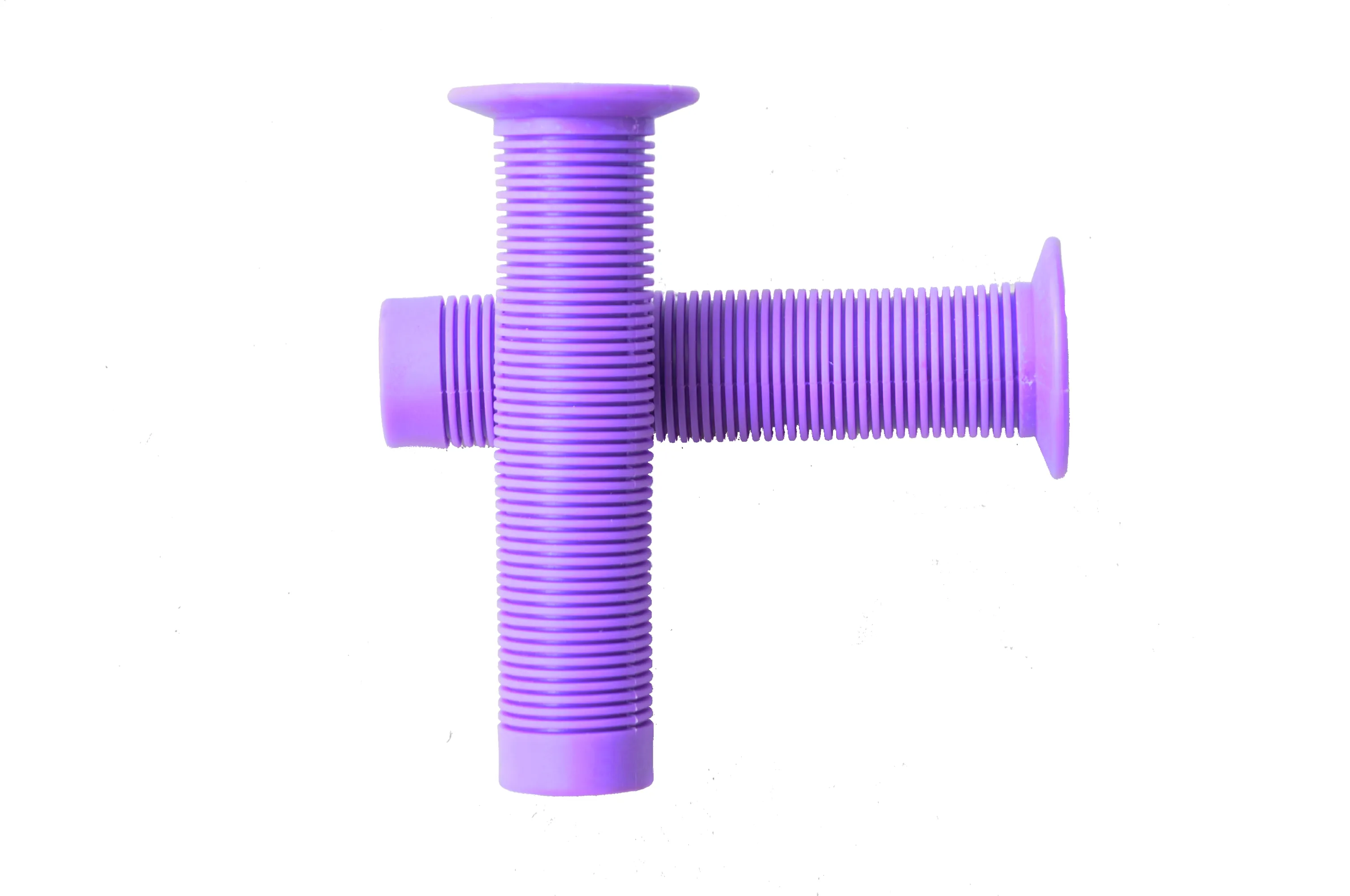 Purple Bike Handlebar Grips Ribbed, Soft Luxury Feel, Very Comfortable 135mm Long