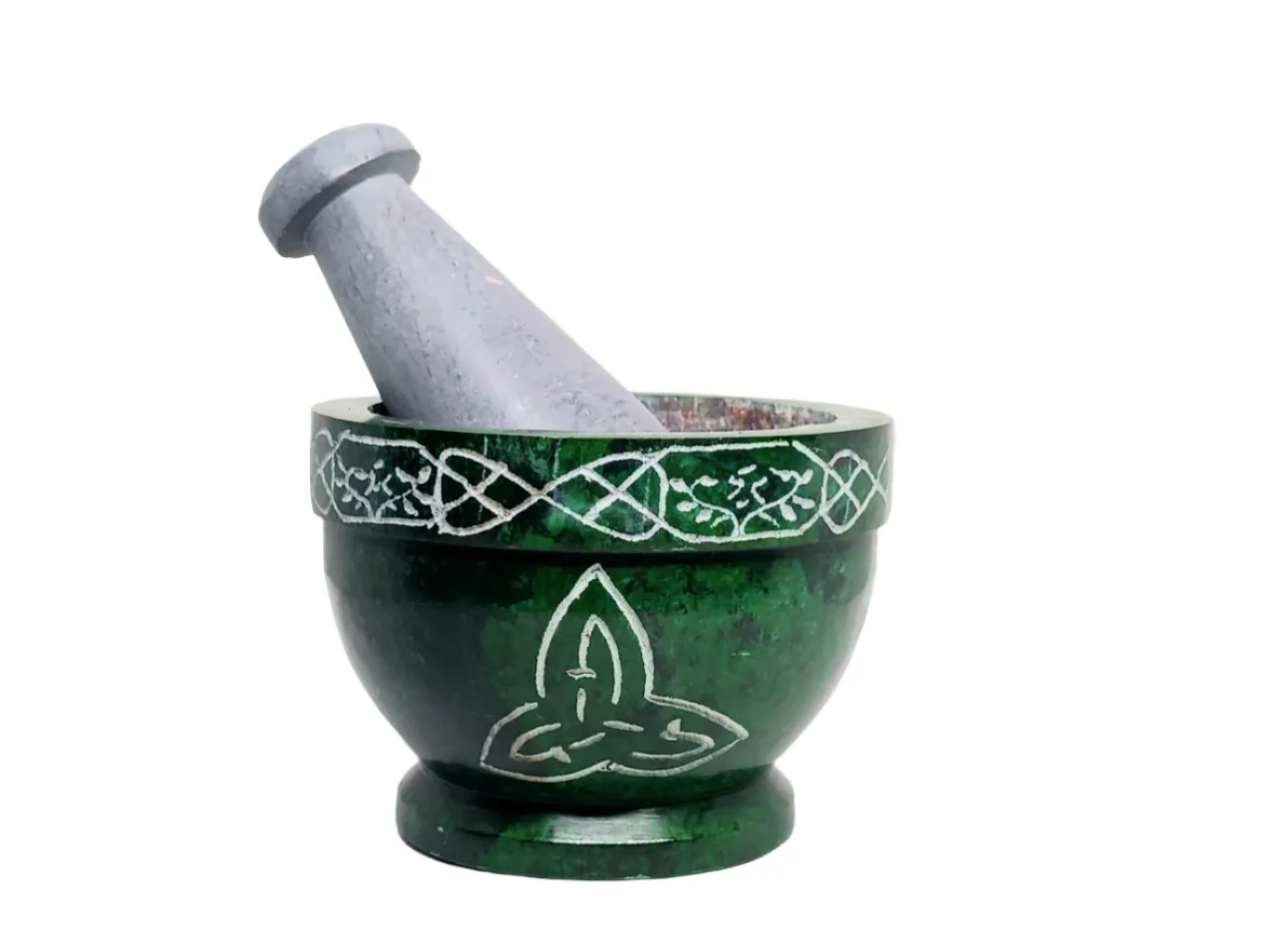 Soapstone Triquetra Mortar and Pestle