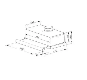 Tecno Uno TH 916 TD Telescopic Hood Stainless Steel 90cm, Single Motor