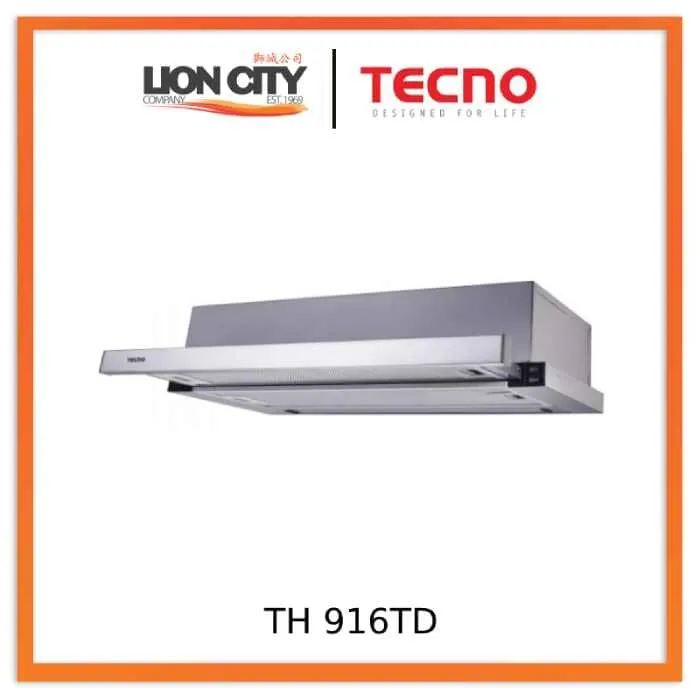 Tecno Uno TH 916 TD Telescopic Hood Stainless Steel 90cm, Single Motor