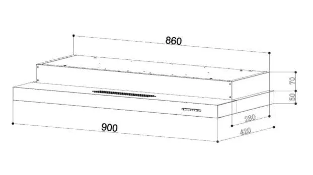 Tecno Uno TH 968 TL Slim Line Hood Stainless Steel 90cm, Twin Motor