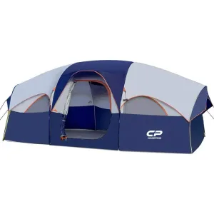 Tent 8 Person Camping Tents, Weather Resistant Family Tent, 5 Large Mesh Windows, Double Layer, Divided Curtain