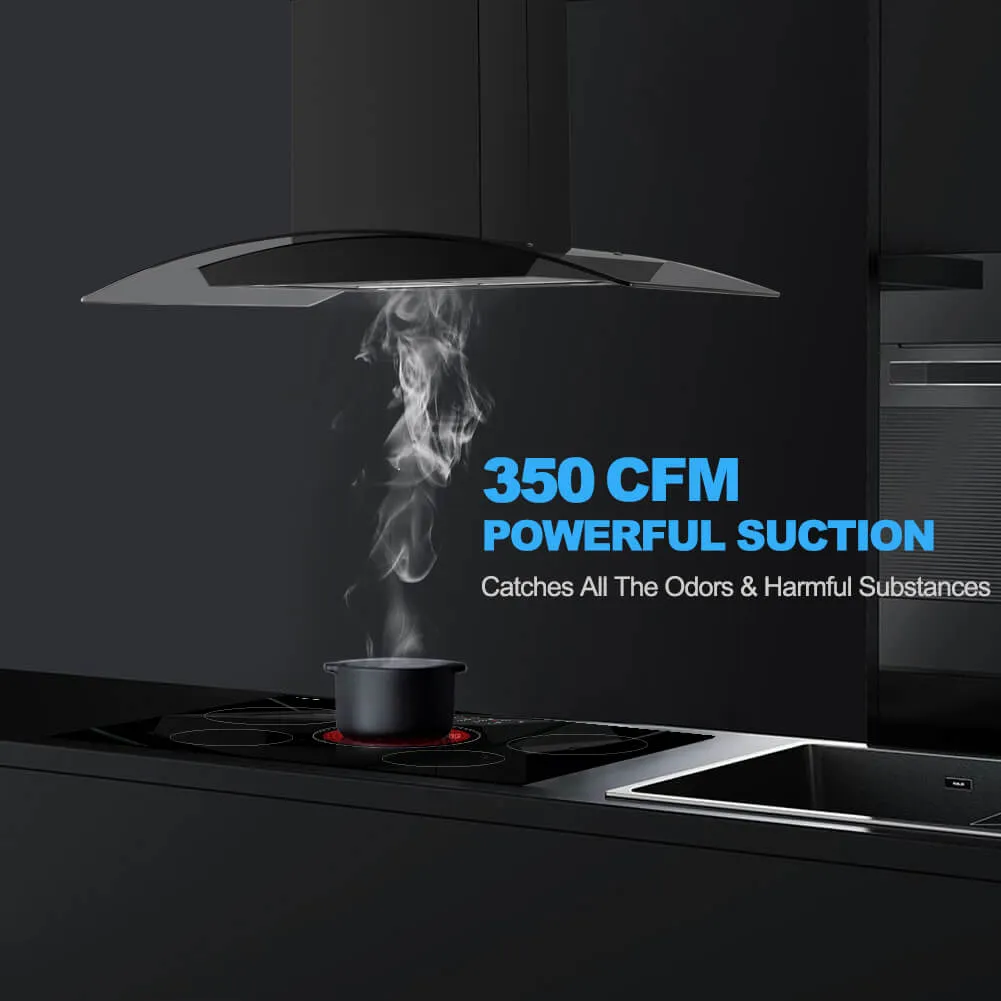 Thermomate 36'' Island Range Hood - Touch Control - Black