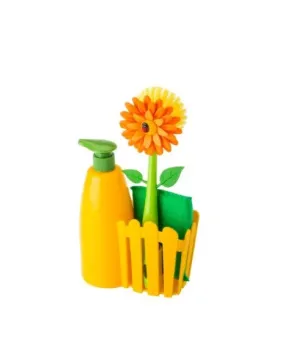 Vigar Flower Power 3pc Sink Caddy Set   Dispenser Orange