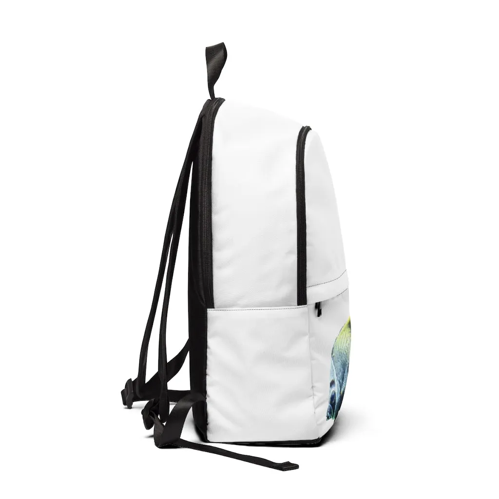 White Black Fish Unisex Fabric Backpack